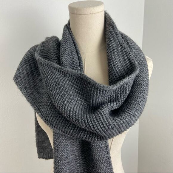 Men’s Gray Knit Wool Blend Scarf Contemporary Hipster Office Work Unisex OS - Picture 1 of 9